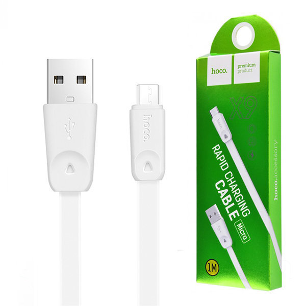 Кабель USB - MicroUSB HOCO X9 High Speed 1M плоский белый