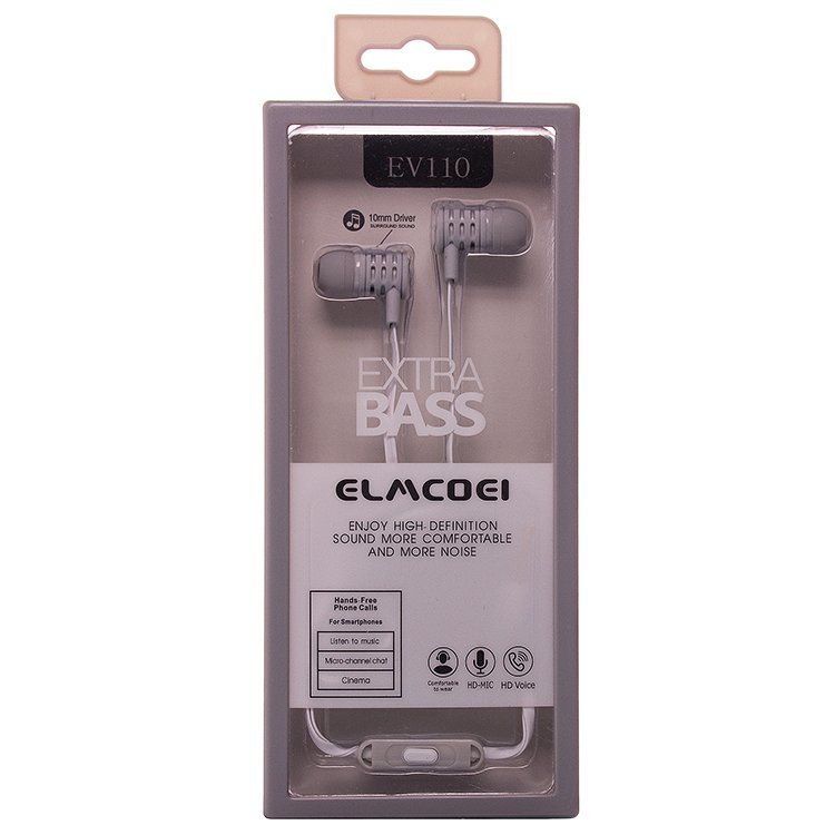 Гарнитура MP3 Elmcoei EV110 с кнопкой ответа серая