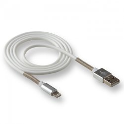 USB кабель на iPhone 5 WALKER C720 с пружинами белый