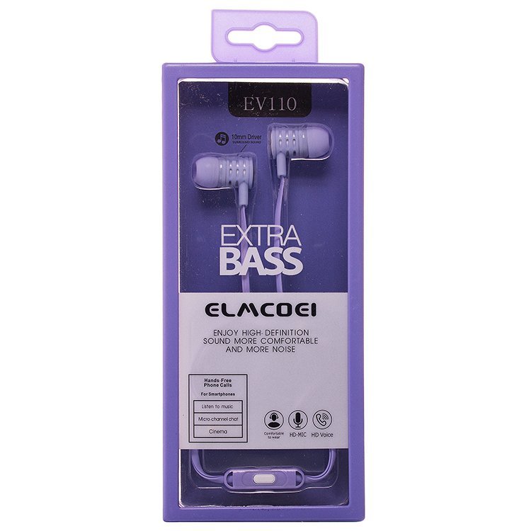 Гарнитура MP3 Elmcoei EV110 с кнопкой ответа фиолетовая