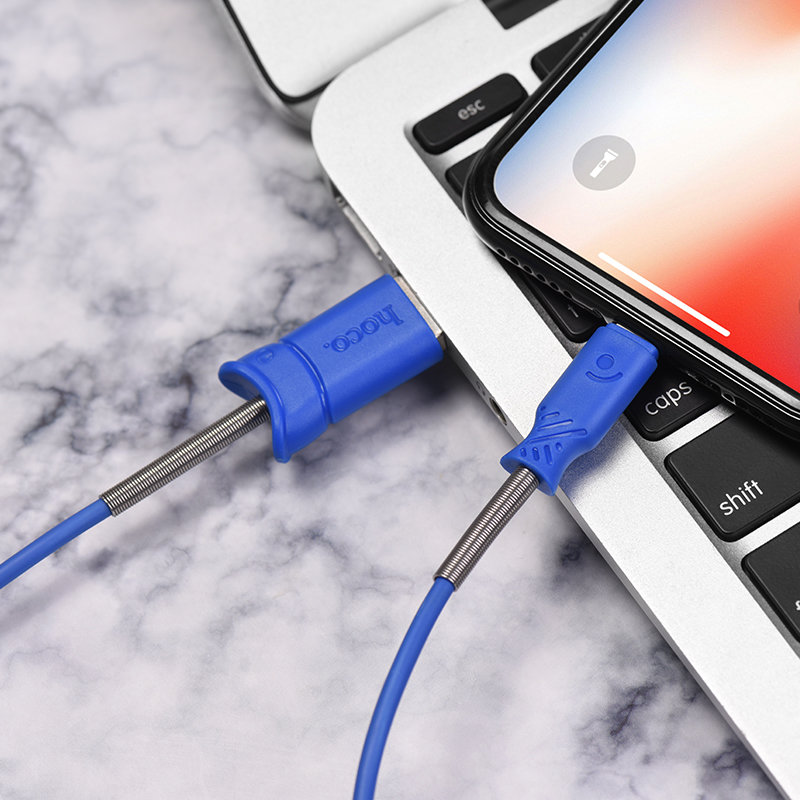 USB кабель на iPhone 5 HOCO X24 Pisces синий