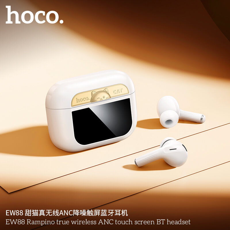 Наушники Bluetooth HOCO EW88 TWS в кейсе с сенсорным экраном, белые