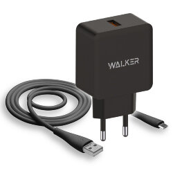 СЗУ WALKER WH-25 1 разъем USB QC3.0 3A + кабель MicroUSB черное