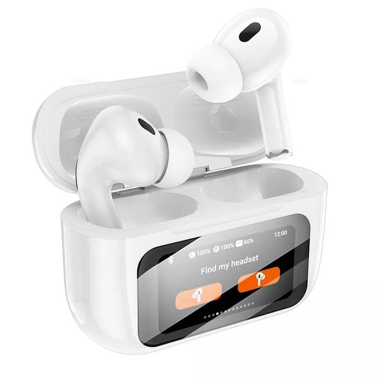 Наушники Bluetooth HOCO EW72 ANC TWS в кейсе с сенсорным экраном, белые