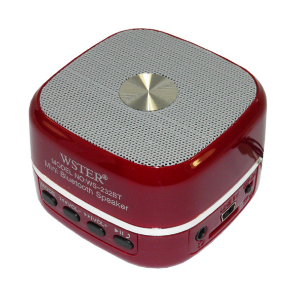Колонка Bluetooth WS-232BT (TF+USB+FM) красная