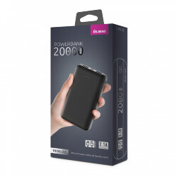 Внешнее ЗУ Olmio MINI-20 20000mAh сверхкомпактный размер, 2.1A, 2 USB выхода, черный