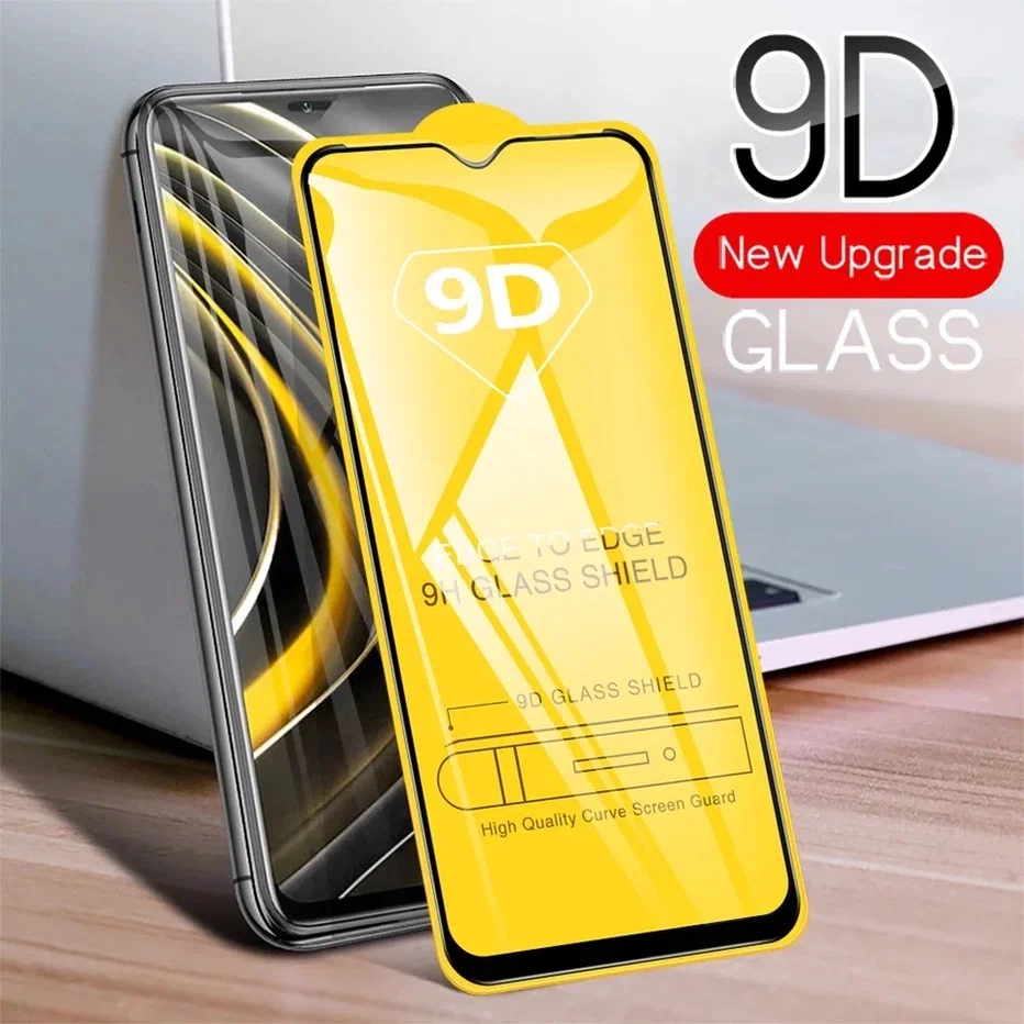 Стекло 9D "Full glue" для Xiaomi Poco F3/Redmi K40, тех.упаковка (желтая подложка)