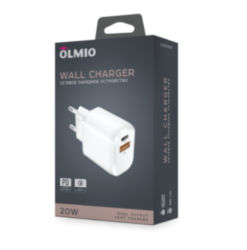 СЗУ Olmio 1*Type-C PD20W + 1*USB QC3.0 18W, белое