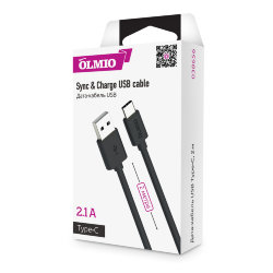 Кабель USB - Type-C Olmio черный 2 метра