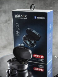 Наушники WALKER Bluetooth WTS-11, сенсорное управление, независимая работа наушников,черные