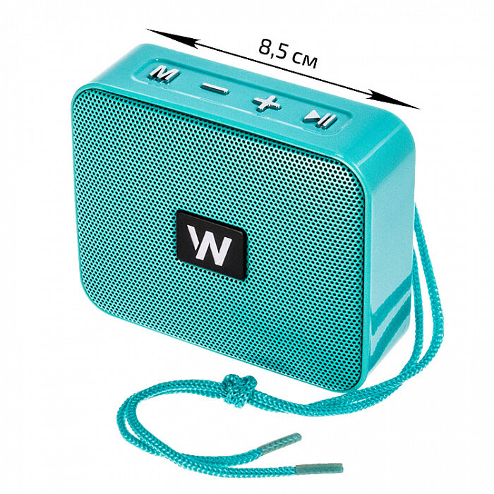 Колонка WALKER WSP-100, Bluetooth, 5Вт*1, TWS синхронизация, бирюзовая (повреждена упак.)