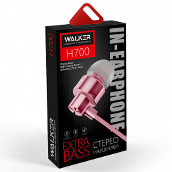 Гарнитура MP3 WALKER H700 матерчатый провод розовый
