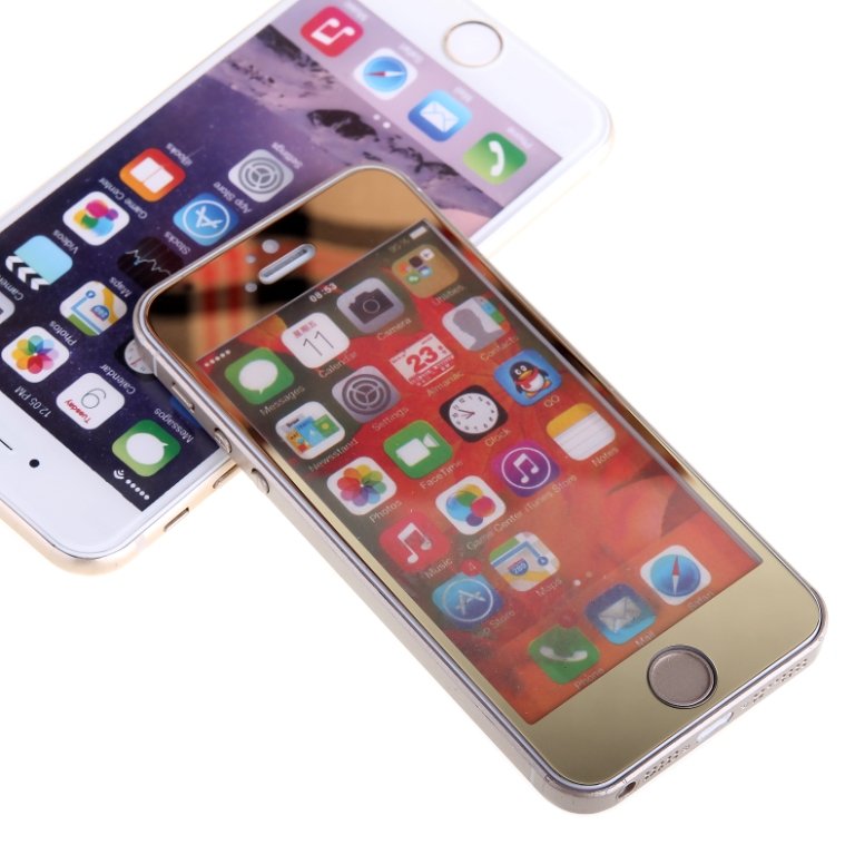 Стекло цветное ЗЕРКАЛЬНОЕ на дисплей iPhone 5 золото
