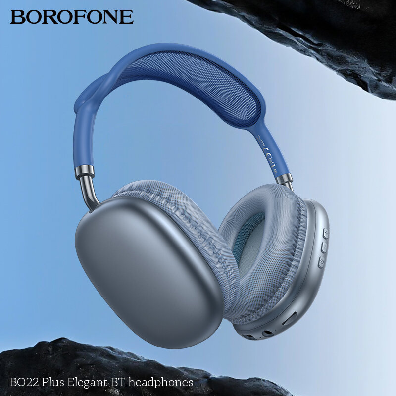 Гарнитура Bluetooth  BOROFONE BO22 Plus bluetooth 5.4, полноразмерная, синяя