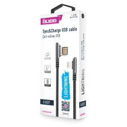 USB кабель на iPhone 5 Olmio HANDY угловой двухсторонний 2,1A черный