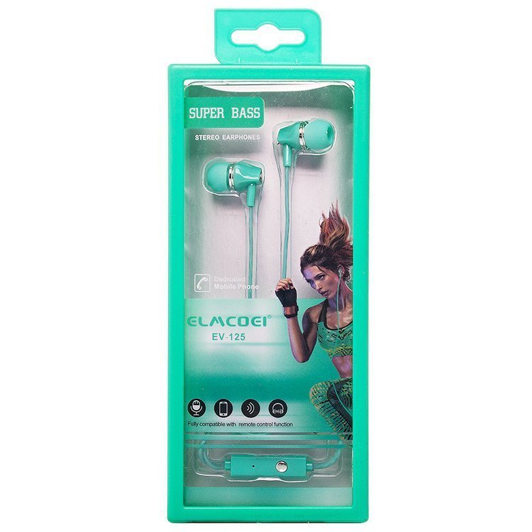 Гарнитура MP3 Elmcoei EV-125 с кнопкой ответа мята