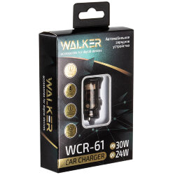 АЗУ адаптер WALKER WCR-61 2 разъема Type-C PD и USB QC3.0, 30W черный