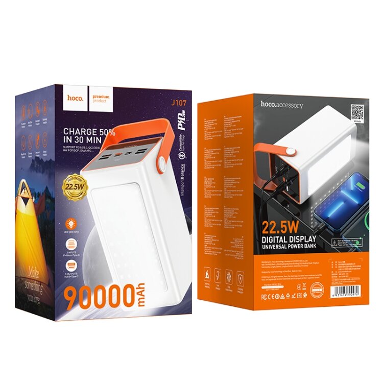 Внешнее ЗУ Power Bank HOCO J107 90000mAh, белое