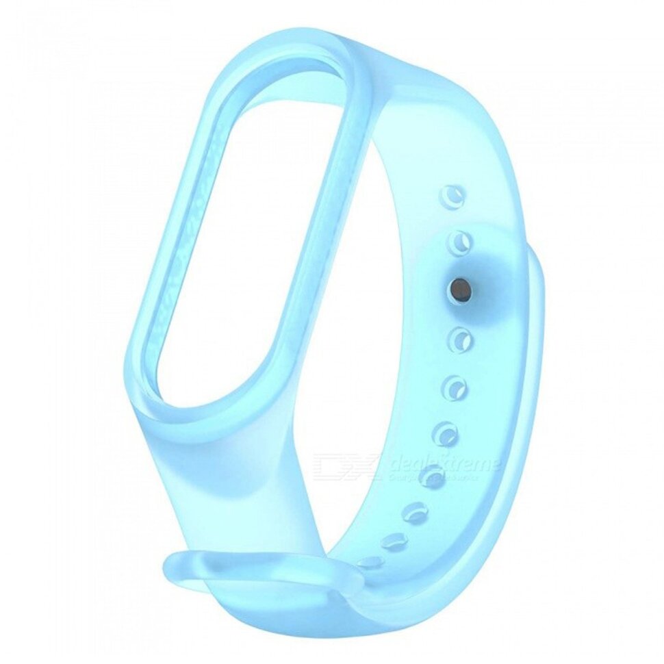 Ремешок силиконовый для Xiaomi Mi Band 3/4 Прозрачный голубой
