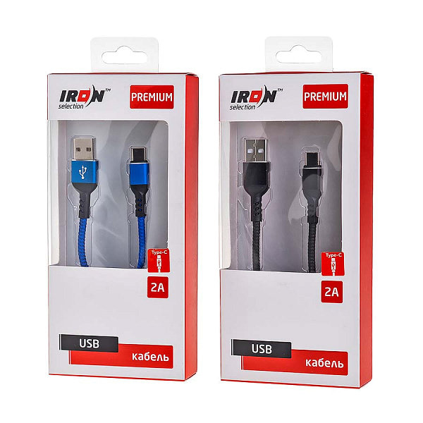 Кабель USB - Type-C IRON Selection PREMIUM ZT-14t 2A текстиль круглый черный
