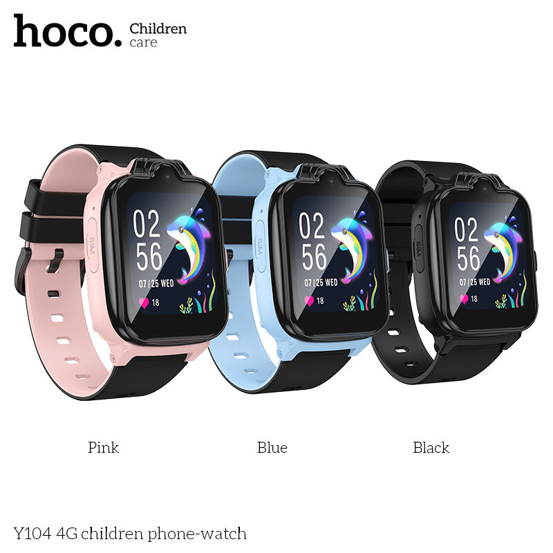 Смарт-часы HOCO Y104 4G детские, SIM, Bluetooth, розовые