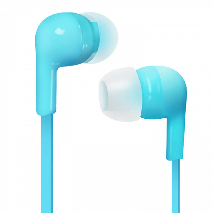 Наушники MP3 WALKER H130 плоский провод, голубые*
