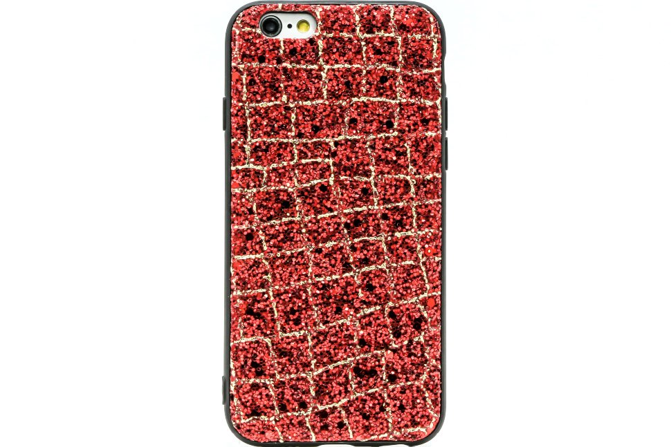 Накладка ПАЙЕТКИ с блестками IPhone 6 красная