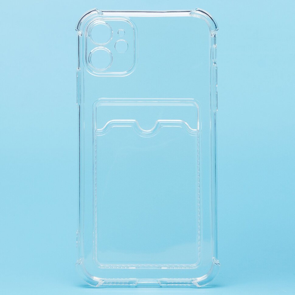 Накладка SC278 для Apple iPhone 11 с визитницей + усиленные углы, прозрачная