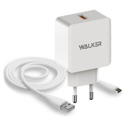 СЗУ WALKER WH-25 1 разъем USB QC3.0 3A + кабель Type-C белое