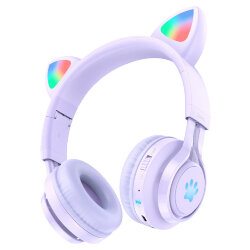 Гарнитура Bluetooth HOCO W39 Cat ear полноразмерная, фиолетовая