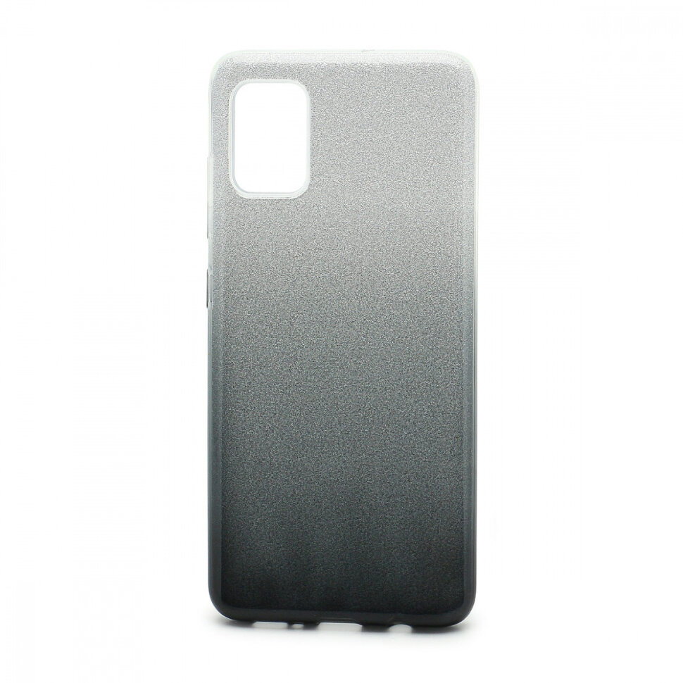 Накладка SC097 БЛЕСТКИ градиент 3в1 Samsung A515 Galaxy A51 (black/silver)