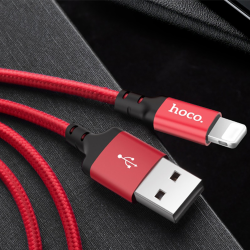 USB кабель на iPhone 5 HOCO X14 2M черно-красный