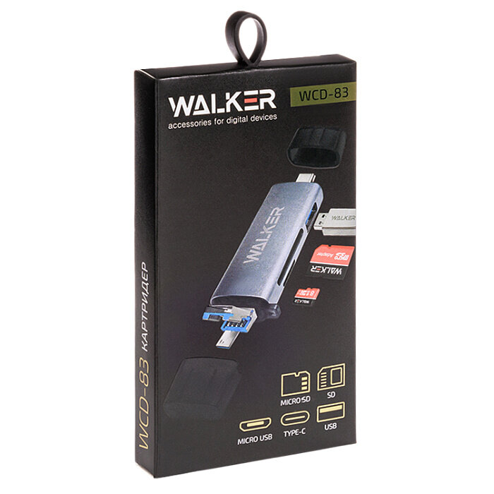 Card reader WALKER WCD-83 (SD/microSD/USB) Type-C-USB-microUSB