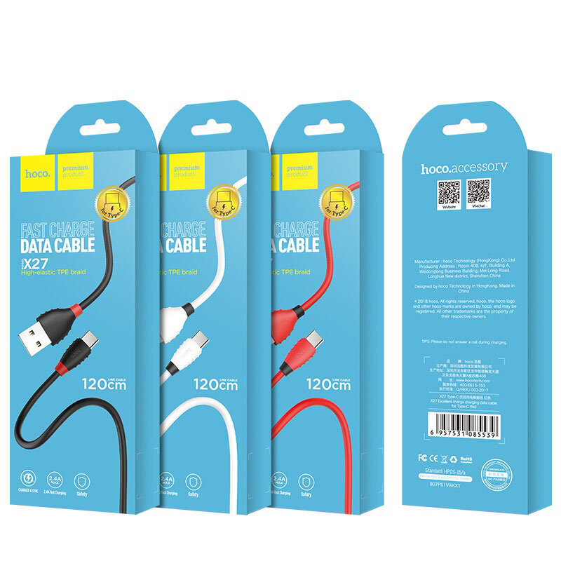 Кабель USB - Type-C HOCO X27 Excellent 1.2M белый - СКИДКА 10%