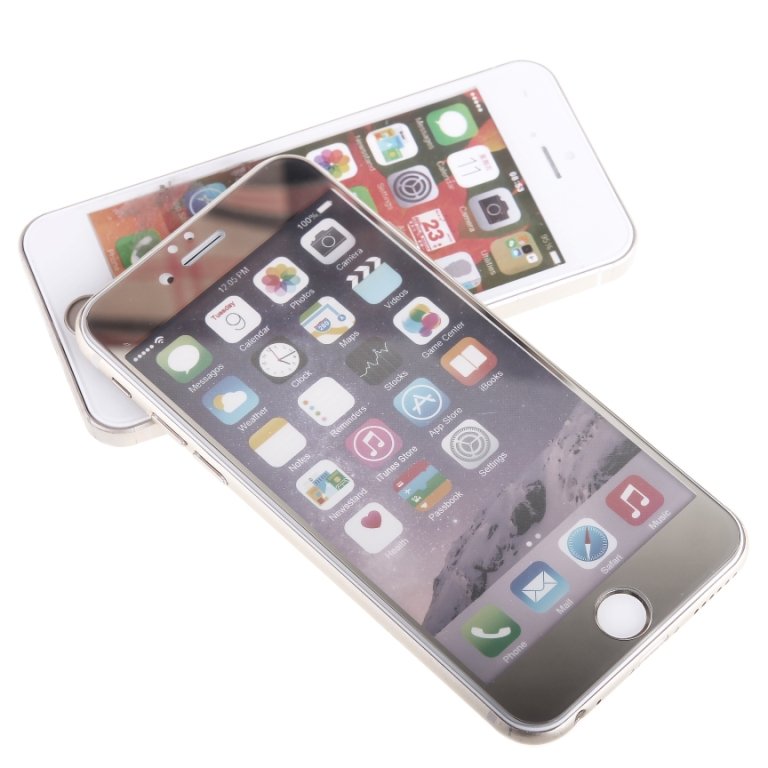 Стекло цветное ЗЕРКАЛЬНОЕ на дисплей iPhone 6 серебро
