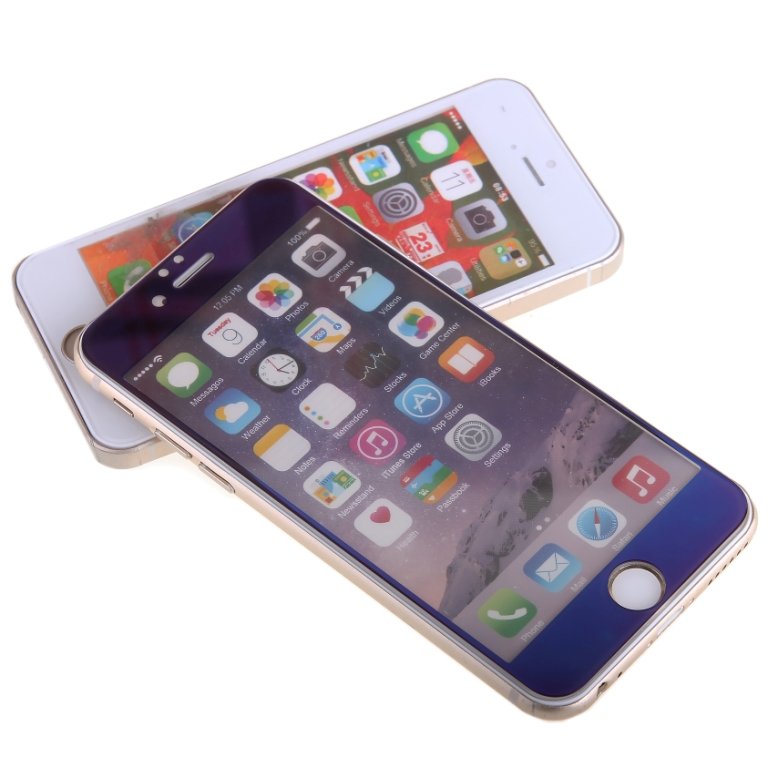 Стекло цветное ЗЕРКАЛЬНОЕ на дисплей iPhone 6 синее