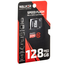 WALKER microSDHC 128GB High-Capacity (Class 10) с адаптером