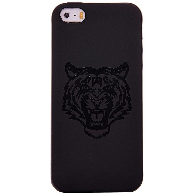 Накладка SC043 Soft Touch iPhone 5 (003) ТИГР черная