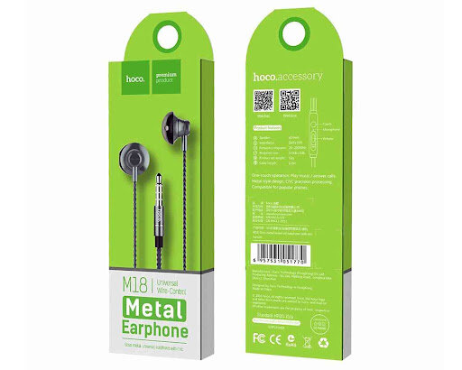 Гарнитура HOCO M18 Gesi Metallic, 1.2 м, серая