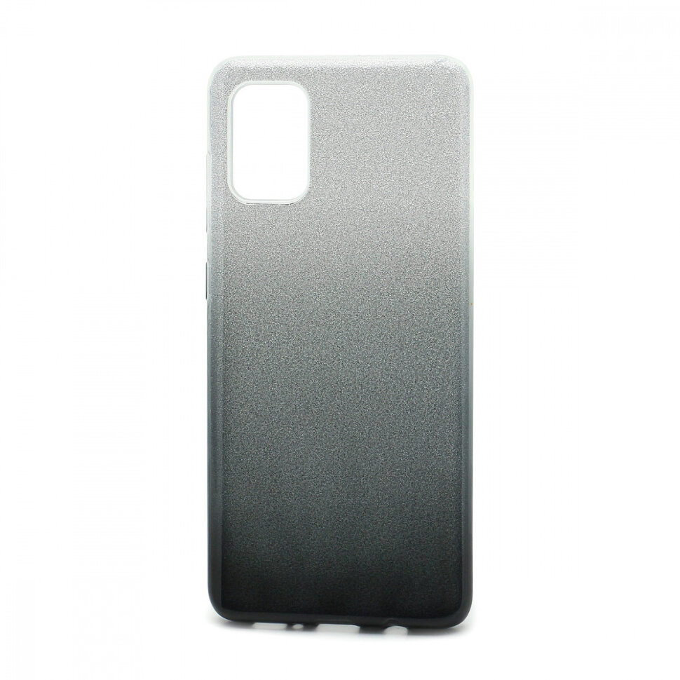 Накладка SC097 БЛЕСТКИ градиент 3в1 Samsung A715 Galaxy A71 (black/silver)