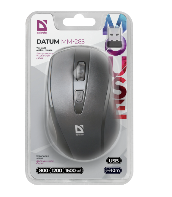 Мышь беспроводная Defender Datum MM-265, черная