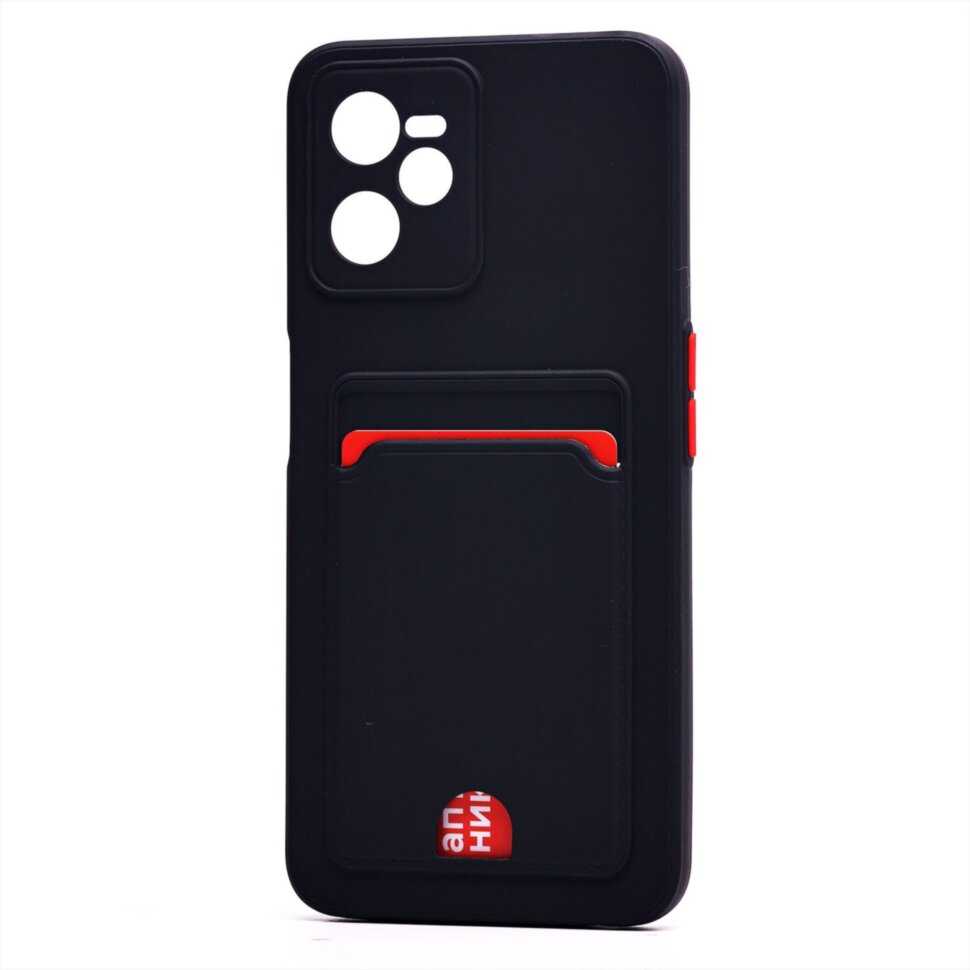 Накладка BUTTON Apple iPhone 15, с визитницей, черная