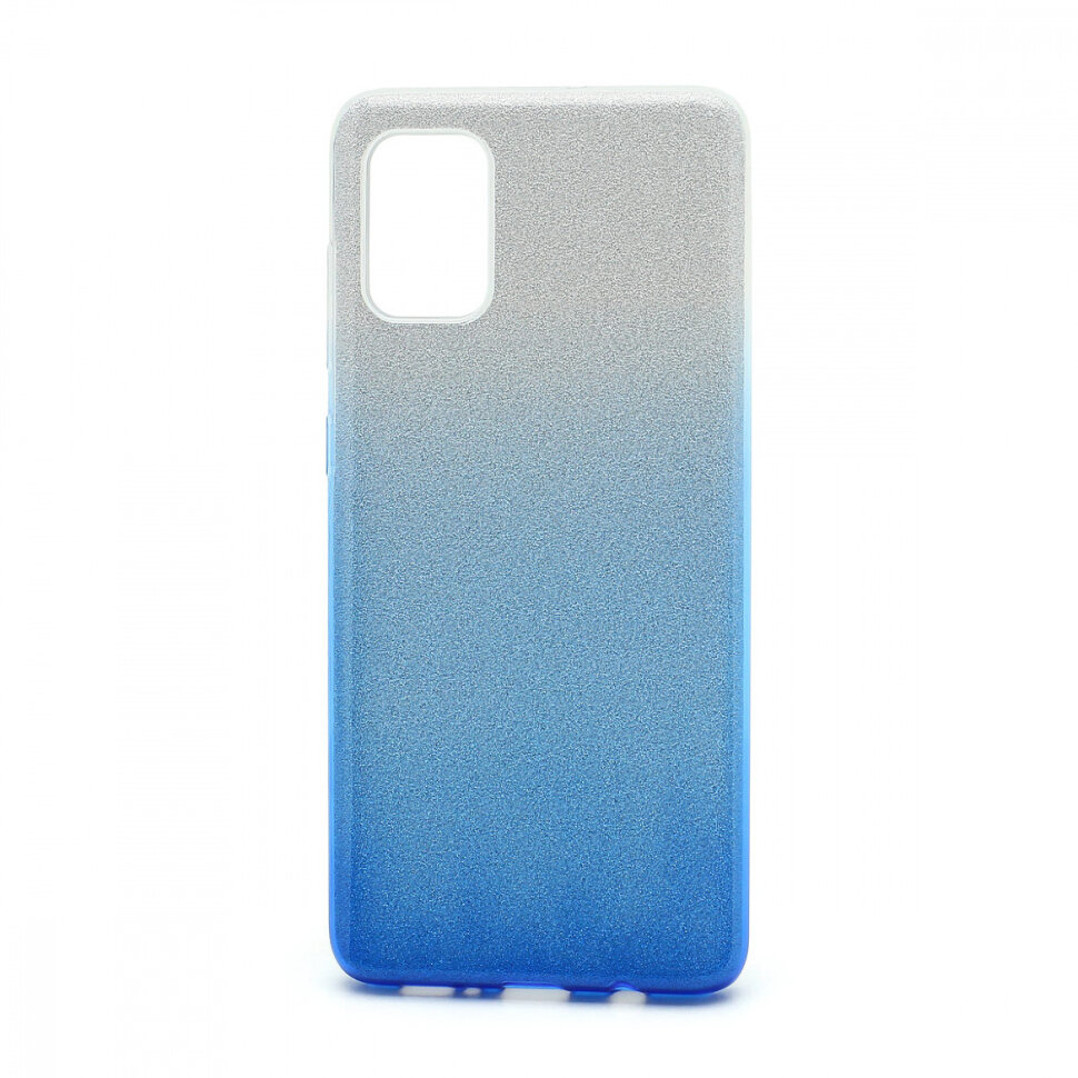 Накладка SC097 БЛЕСТКИ градиент 3в1 Samsung A715 Galaxy A71 (blue/silver)