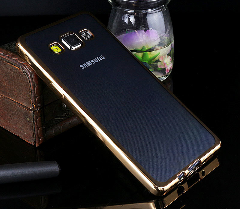 Накладка силиконовая прозрачная Samsung A510 ОБОДОК золото
