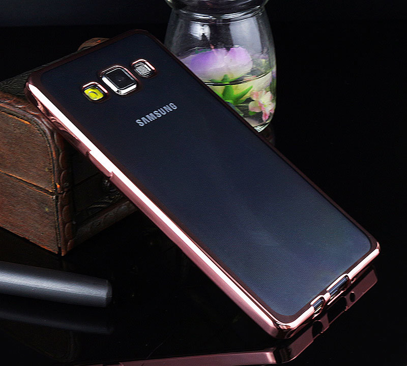 Накладка силиконовая прозрачная Samsung A510 ОБОДОК розовый