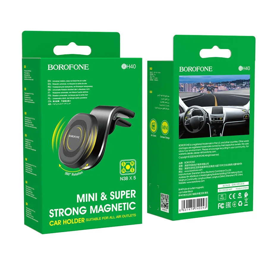 Держатель автомобильный Borofone BH40 Kyle air outlet magnetic, черный