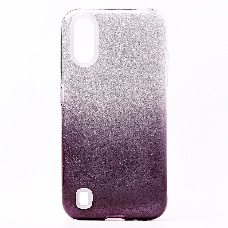 Накладка SC097 БЛЕСТКИ градиент 3в1 Samsung A015 Galaxy A01 (black/silver)