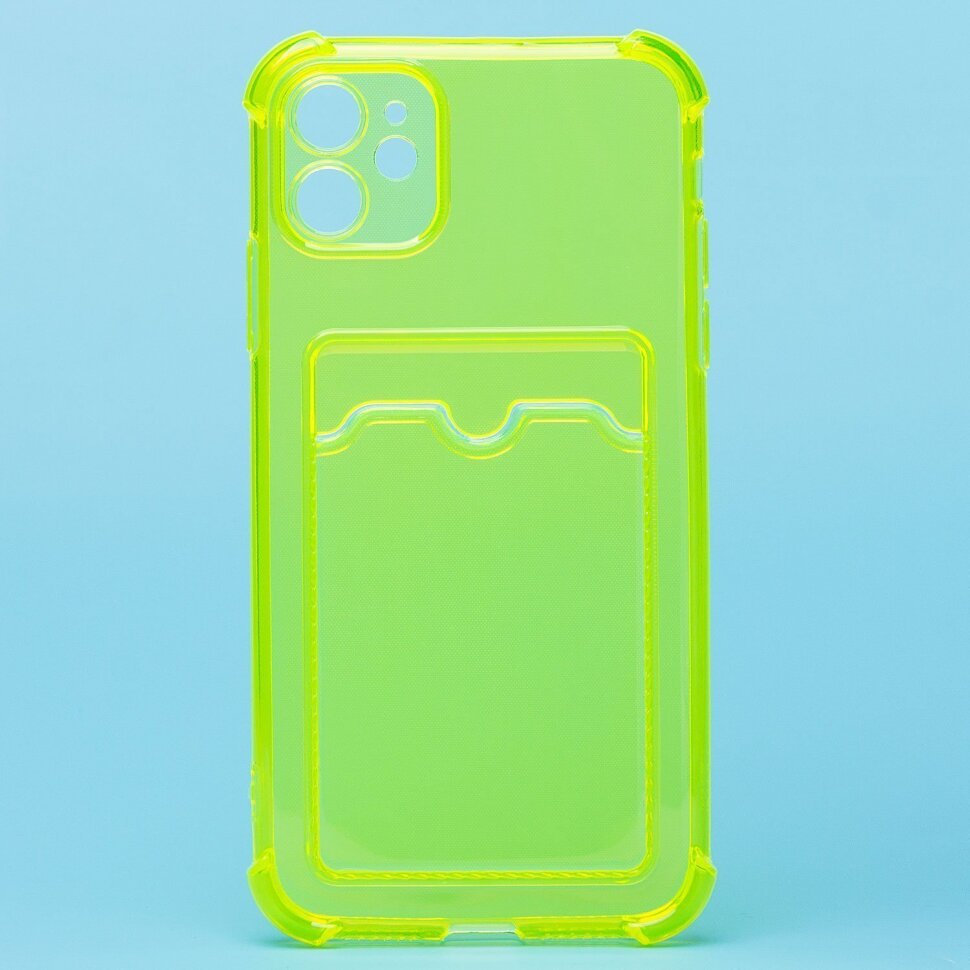 Накладка SC278 для Apple iPhone 11 с визитницей + усиленные углы, желтая