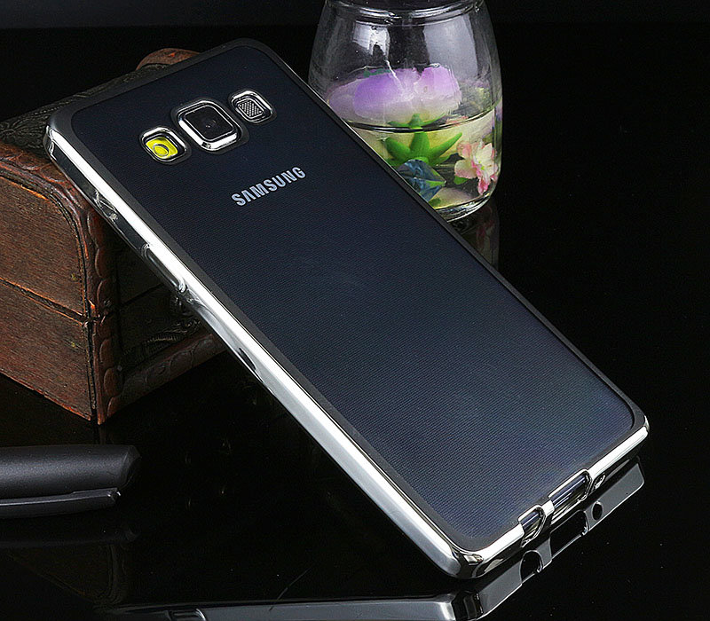 Накладка силиконовая прозрачная Samsung A510 ОБОДОК серебро