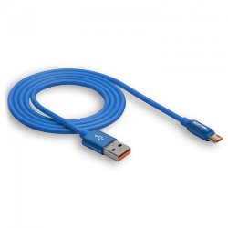 Кабель USB - MicroUSB WALKER C725 с металл. разъемом синий*